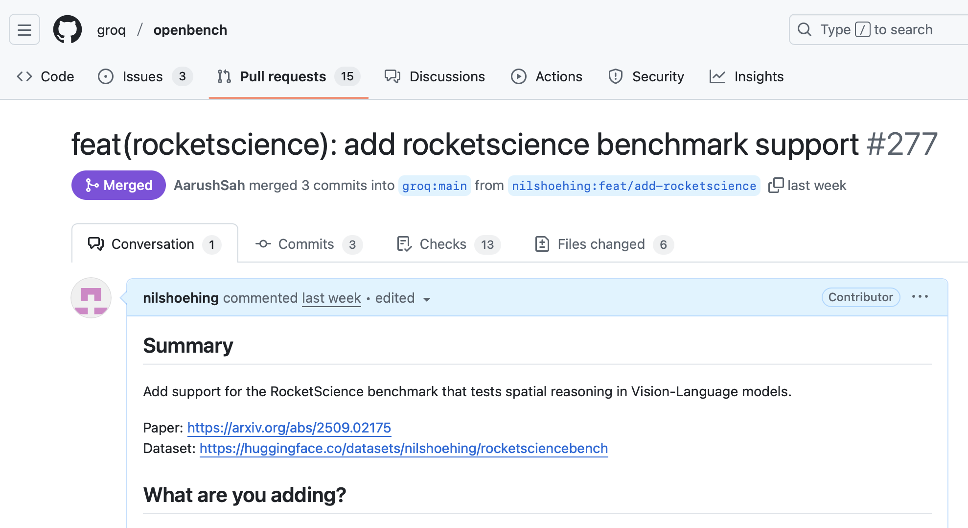 Implemented RocketScience in openbench